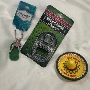 Pier 27 Cancun Beer Badge and Souvenir Set